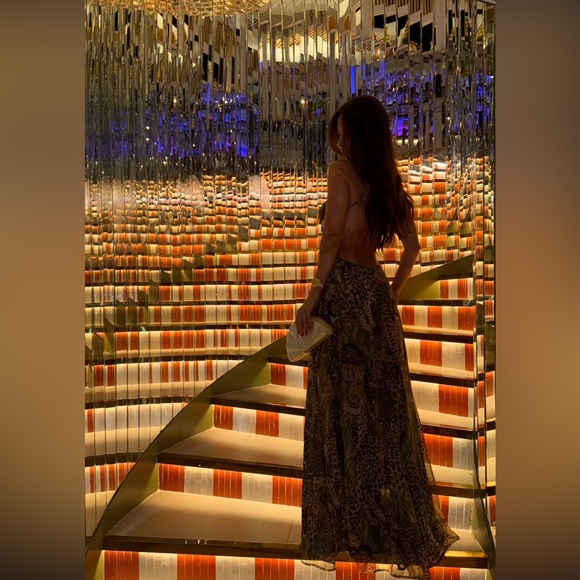 Retrofete jungle leopard print silk open back cut out maxi size small - Picture 5 of 9